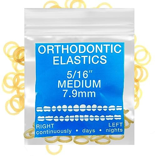 Amber Latex 100 counts, Intraoral Elastic Bands Orthodontic Elastics Dental Rubber Bands Made in US Medium 5/16'', Amber Latex