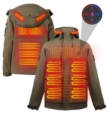 Brimekey Beheizbare Jacke, Heizjacke Herren mit Kapuze Winter zum Outdoor Motorsport Schifahren Wandern Tägliches Tragen