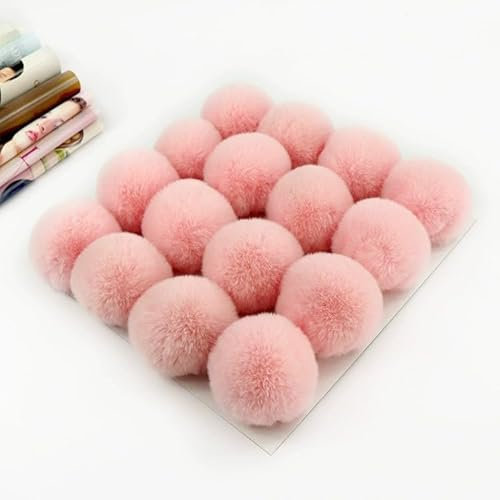 15 Stück 7cm Kunstfell Pompon Fellbommel Kunstfell Bommel Pompon Pom Ball DIY Fell Pom Poms für Damen Mädchen Mützen Beanies Tasche Weihnachtsdekoration Schlüsselanhänger Dekoration -Rosa #2