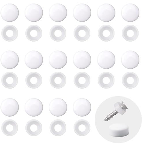 INCREWAY 100pcs Screw Covers, Plastic Screw Cap, Plastic Screw Cover, Plastidome Screw Cap (White)