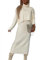 shownicer Damen Strickkleid Zweiteiliger Anzug Rollkragen Winterkleid Langarm Pullover und Maxi Strickrock Bodycon 2 Stück Set Sweater Midikleid Pullikleid Gestrickt Kleid Set A Aprikose M