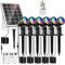 MEIKEE Faretti Solari Led Esterno, 6 in 1 Faretto LED Esterno Solare Telecomando, RGB 10 colori, 12 Modalità Cambio Colore, 2 Luminosità, IP66 Impermeabile Luci Solari per Giardino Vialetto Cortile