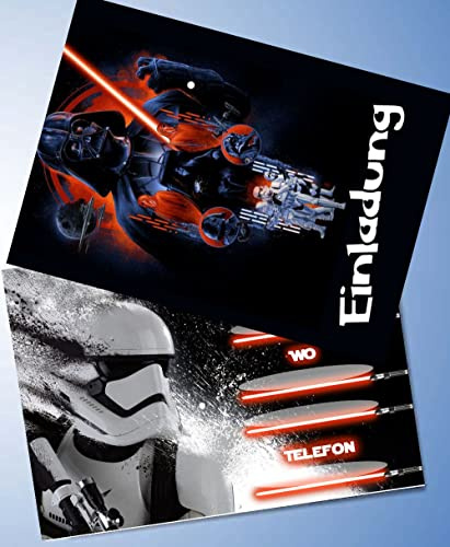VSW 12 Einladungskarten & 12 Umschläge für Geburtstag Partys und Kindergeburtstag Star Wars Nr. 89