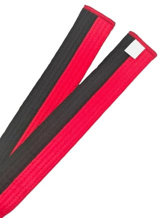 Pandiui23 Professioneller Taekwondo-Karate-Judo-Gürtel, doppelte Umwicklung, Kampfkunst, Streifen, Sportgürtel (1, Rot Schwarz, 2,6 m)