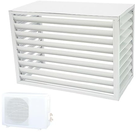 Cache Climatiseur Extérieur Clôture Décorative Privée H. 70 X L. 100 X P. 50 Cm Couverture De Climatisation Résistant À l'eau Cache Pompe A Chaleur Gris/Blanc/Marron (Color : White)