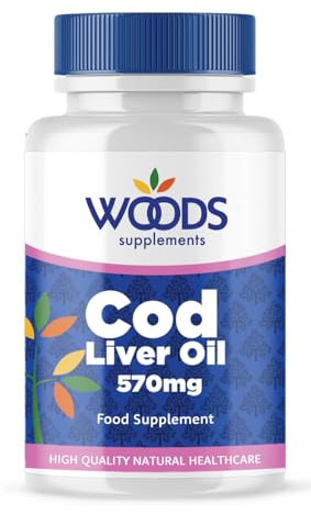 Cod Liver Oil 570mg 360 Capsules from Woods Supplements | Rich Source of Omega 3 and is Packed with Vitamins A and D