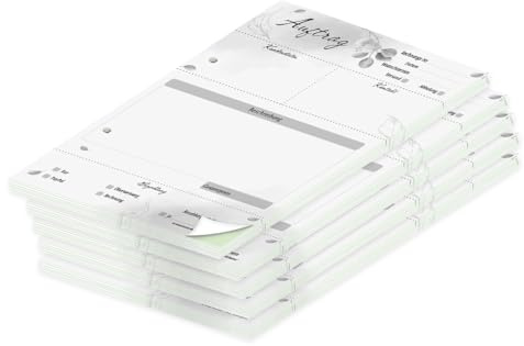 PRICARO Auftragsblock mit Durchschlag Eukalyptus, A5 gelocht 5 Stück