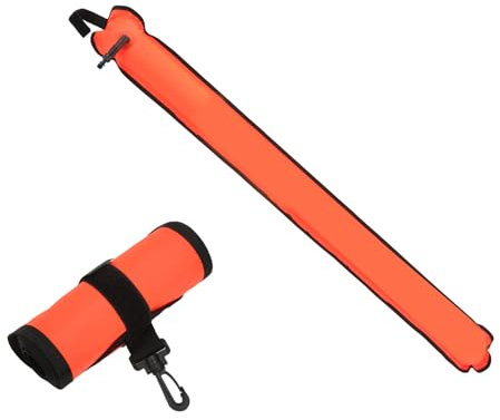 HERCHR Tauchboje, Tauchoberflächenmarkierungsboje, Aufblasbare Tauchboje aus Nylon, Sicherheitssignalrohr, Reflektierende Tauchboje Mit Mundventil(Orange)