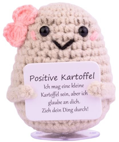 Mwmoeen Lustige Pocket Hug Positive Kartoffel, Kreative Positive Kartoffel Puppe Geschenke Mit transparenter Basis Positivkarte Beste Freundin Geschenke für Freundin Kleine Geschenke für Frauen(P3)