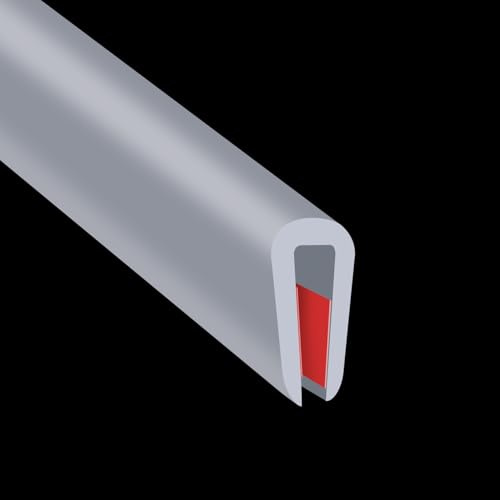 Gummi-Kantenverkleidung, flexible Kantenverkleidung für scharfe Kanten, 2 mm U-Kanal-Kantenschutz, selbstklebender Kantenschutz für Autotüren, LKW-Türen und Blechteile, 6 m, Grau
