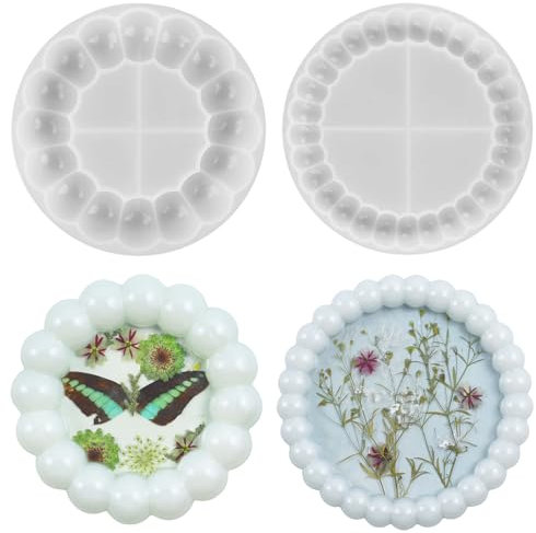 THETAG Silikonform Untersetzer, 2 Stück Silikonformen Gießformen Tablett Silikonform Bubble Untersetzers für Untersetzer,Kerzenhalter,DIY Bastelprojekte,Heimdekoration