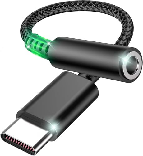Adaptador USB C a Jack 3,5mm, USB Type C Jack Auriculares Audio Adapters, Adaptador Auriculares Tipo C Compatible con Samsung Galaxy S21 S20+ iPhone 15 Series, MacBook Pro, Huawei P30/P20, Xiaomi