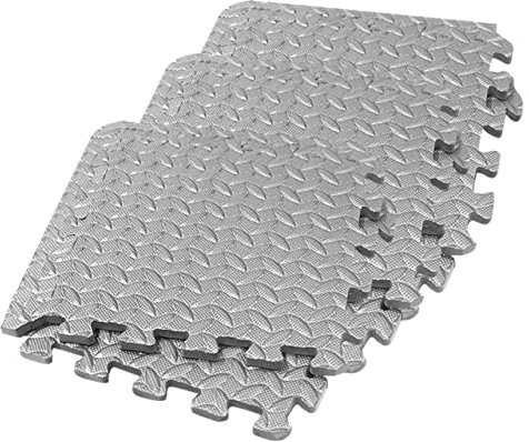WHAMVOX 6pezzi Tappetini Tappeti Splicing Per Palestra e Superficie Antiscivolo e Comfort Colore Grigio