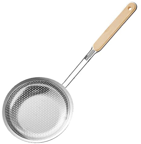 Cucchiaio Filtrante in Acciaio Inox Spesso, Argento, per Cucina | Resistente alla Corrosione, Impugnatura Stili Multipli, Filtrazione Alimenti Antiscivolo Stile Casuale
