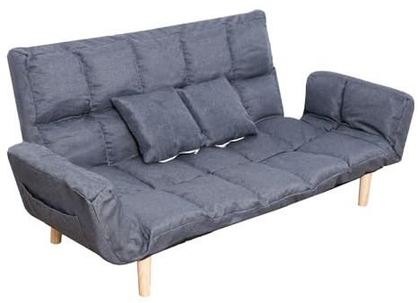 Wilitto Zweisitzer-Sofa, 137,2 cm, moderne Dekoration, Liebessitz-Couch für Wohnzimmer, umwandelbares Schlafsofa für kleinen Raum, 2-Sitzer-Sofa mit Holzbeinen für Schlafzimmer, Grau