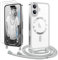 Ethanger Handyband für iPhone 16 Hülle mit Band + 2 Stück Glas Schutzfolie Transparent Silikon Handyhülle Magnetische Schutzhülle Case zum Umhängen Kordel für iPhone 16 Silber