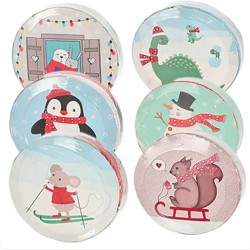 KAMACA 6er Set Magische Handtücher Baumwoll - Zauberhandtücher für Kinder & Erwachsene Adventskalender Füllung Mitgebsel Nikolaus-Überraschung & Weihnachts-Mitbringsel (6er Set Winterfreunde)