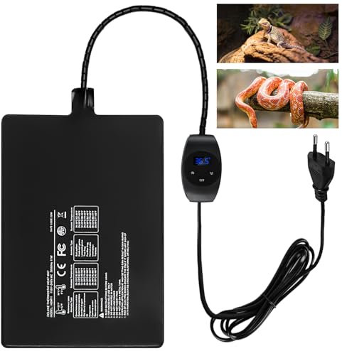 Asfrode Reptil Heizmatte mit Thermostat, 23W 20x30cm Terrarium Heizmatte Sicheres Einstellbares Tank Warmer Mat Pad Wärmematte für Reptilien Eidechse Gecko Schlangen Schildkröte Spinne