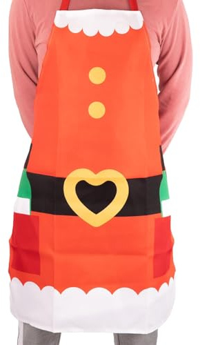 SHATCHI Christmas Apron Santa Costume 70x85cm – Holiday Kitchen Chef Adult Apron for Cooking, Baking, Entertaining Funny Accessories