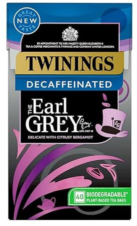 Earl Grey Decaffeinated Entkoffeinierter koffeinfreier englischer Schwarztee schwarzer Tee aus England mit Bergamotte- und Zitronenaroma 40 Teebeutel – importiert von Shestore24
