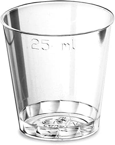Sunrise Packaging 500 x Clear Shot Glasses CE 25ml Marked | Durable Reusable Plastic Shot Glasses for Cocktails Bars Pubs Clubs Parties