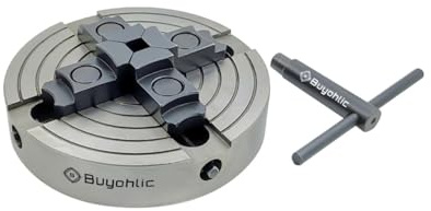Buyohlic Wood Lathe Chuck 6'' Inches 4 Jaw Chuck Threaded 3/4-16 with Independently Adjustable/Reversible Jaws