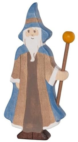 HOLZTIGER 80601 - Zauberer aus Holz, handgearbeitetes Holzspielzeug aus Ahorn, Farben auf Wasserbasis, fördert Fantasie & Kreativität der Kinder, Made IN Europe, 8cm x 2cm x 17cm, ab 3 Jahre