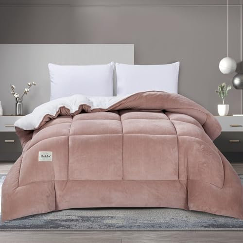 HLHGSFSRV Superwarme Winterdecke aus Lammfell, Warme Bettdecke aus Lammwolle, doppelseitige Flauschige Steppdecke aus Lammfellmilchvlies(F,200 * 230cm/3.0kg)