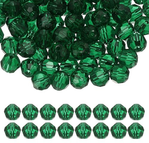 PATIKIL 10mm Round Crystal Beads, 100 Pcs Glass Faceted Ball Beads Loose Spacer Bead for Jewelry Making Bracelet Necklace Earrings Wind Chimes Craft, Light Green