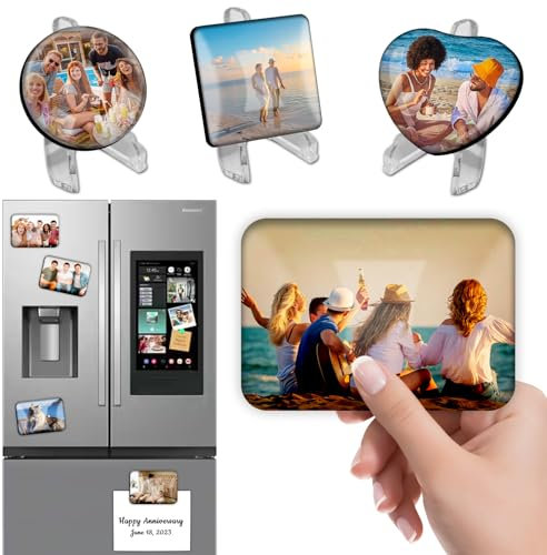 Custom Magnet Add Your Photo Refrigerator Locker Magnets - Personalized Picture Crystal Glass Fridge Magnets for Home Office Cabinets, Valentine's Day, Wedding, Decorate Home (Rectangle)