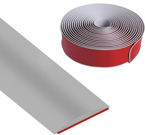 Vefhby Bande de transition autocollante en vinyle, 5 cm x 6 m, bande de recouvrement pour connecter les espaces au sol, plinthe de sol, grise