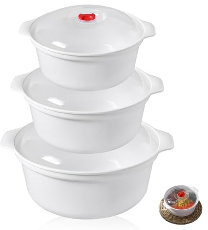 BORDEAG 3 recipientes para microondas, recipientes herméticos con tapa, platos de microondas con tapa, cuenco para microondas de 3 L, recipientes de almacenamiento, recipiente utilizable como