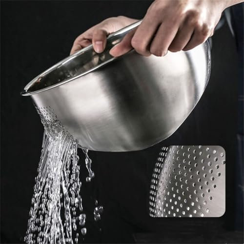 Scolapasta in acciaio inox, ciotola con scolapasta laterale, per sciacquare frutta e verdura, 26 x 26 x 12,5 cm