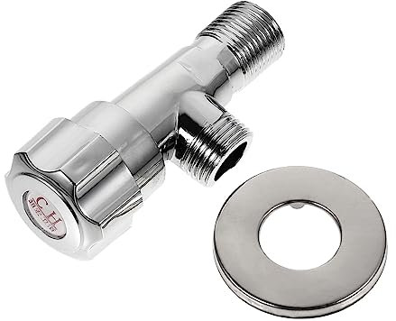 Mikikit Dreieckventil spülen Abfluss schließen Bad aus Loch Schlauch waschbecken Duschdurchflussventil Wasserventil kaltes Wasser Wasserabsperrventil Eck-Absperrventil Zinklegierung Silver