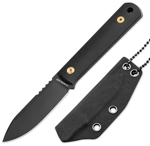 BÖKER SOLINGEN BFF Packlite Allblack Stargaze Messer – feststehendes Outdoormesser mit Kydex-Scheide & Kugelkette - 6,5 cm lange MagnaCut Klinge - mit demontierbaren Richlite Griff – made in Germany