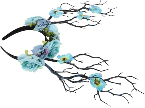 Healvian Simulation Flower Headband Artificial Stems and Branches for Halloween Branch Costume Kit for Masquerade Photo Prop and Decoration