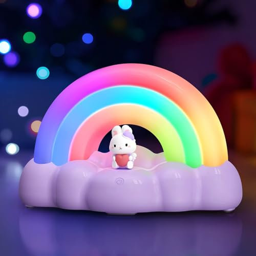 Regenbogen Nachtlicht Kinder – LED Touch Lampe mit Timer & 3 Lichtmodi, USB Wiederaufladbar, 1200mAh Akku, Nachttischlampe für Schlafzimmer & Kinderzimmer. dekoration für baby & kleinkinderzimmer
