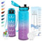 Motswedi Trinkflasche Sport, 1L BPA-Frei, Trinkflasche Kohlensäure Geeignet, Sport Trinkflaschen, Auslaufsicher, Wasserflasche für Yoga, Schule, Fahrrad, Kinder, Outdoors, Blau Lila