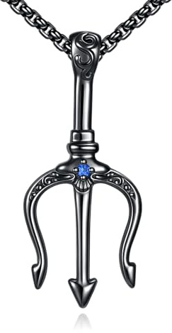 URONE Poseidon Dreizack Kette Sterling Silber Poseidon Anhänger Halskette Antike Griechische Amulett Schmuck Geschenke für Herren Seemann