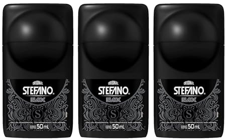Stefano Black Roll On Deodorant for Men – 3 Pack (1.69 oz Each) Long Lasting Odor Protection, Smooth Roll-On Antiperspirant, Travel Size Men’s Deodorant