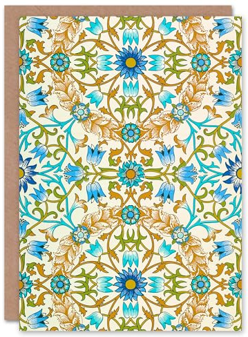 Artery8 William Morris Art Card Blue Floral Vine Pattern