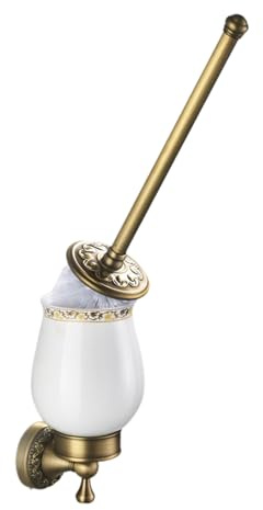 Support de brosse de toilette vintage en cuivre pour salle de bain - Finition antique - Décoration d'intérieur moderne - Décoration de salle de bain rétro avec fixations