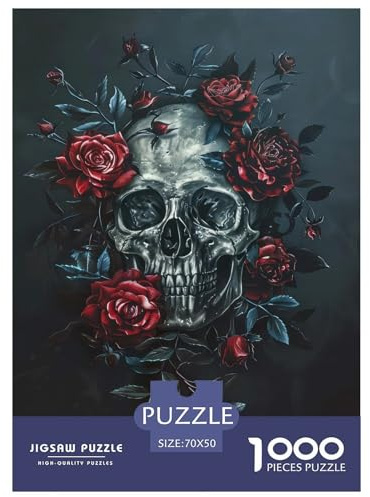 Schädel und Rose 1000 Teile Puzzle Für Die Ganze Familie interessant Erwachsenenpuzzle Geschicklichkeitsspiel Geschenk 70x50cm/1000pcs