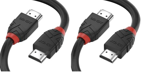 LINDY - Câble HDMI 2.0 Black Line High Speed 5 Mètre avec Ethernet, Design Slimline, 4k@60Hz HDMI 2.0 18G 3D 1080p HDCP 2.2 120Hz 144Hz HDR ARC CEC ATC Ecran TV OLED, PC, Xbox, Blu-Ray, Barre de Son