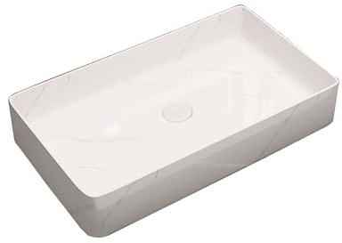 Lavabo de salle de bain artistique en céramique blanche facile à nettoyer avec bonde moyenne pour salle de bains moderne