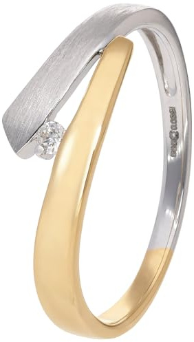 GLIZZ Damen-Diamantring 585 Gold Bicolor Brillant 0,27 ct GL1674 | zeitloser Goldschmuck für Frauen, elegantes Accessoire