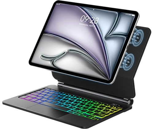 WINCHKING Magic Keyboard Case for iPad Air 13 (M4 2026/M3 2025/M2 2024) | Floating Stand, 7-Colour Backlight with Trackpad Keyboard for iPad Pro 12.9 6th/5th/4th/3rd(2022-2018), Black