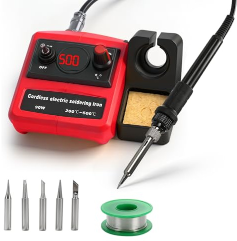 Cordless Soldering Iron for Milwaukee M18 18V Battery, 90W Fast Heating, 200°C - 500°C Adjustable Temperature, Electric Digital LCD Soldering Station for DIY, Appliance Repair, Wire Welding