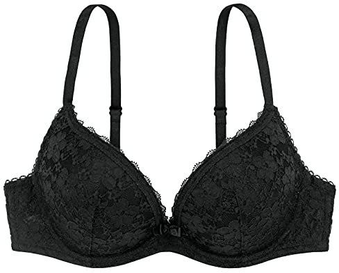 DORINA Women's Sonia Deep Plunge Plain Everyday Bra, Black White, 36A (Manufacturer Size:36)