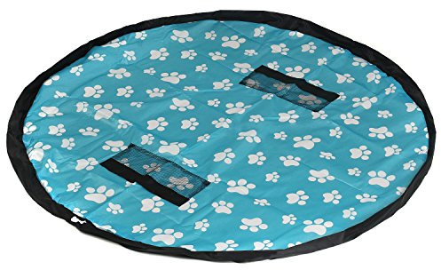 HIMRY XXL Kinder Aufräumsack Spieldecke Spielmatte, 151cm Matte Ideal für Spielen und Schnell Aufräumen von Legos, Dupla usw, Spielzeug Aufbewahrung Beutel, Blau mit Fußabdruck KXD4006 bluefootprint